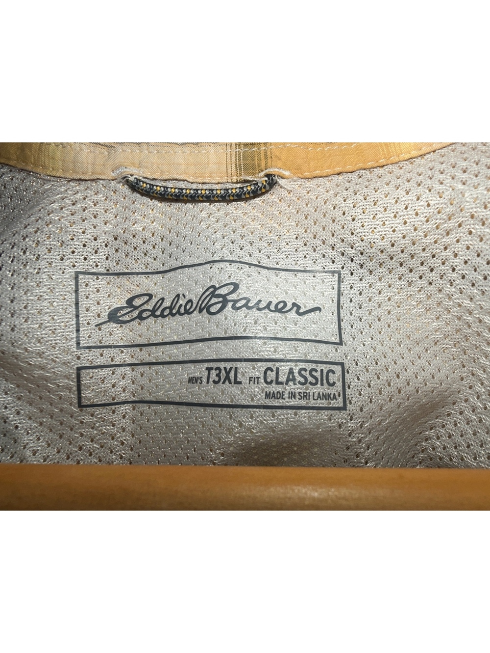 Eddie Bauer Men's Classic Fit T3XL Yellow Plaid Button-Up Sh - Picture 5 of 5